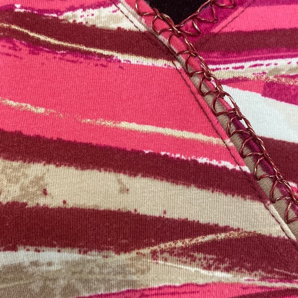 Ruby Rd. Pink/Tan quarter length sleeves blouse PL - Picture 5 of 9